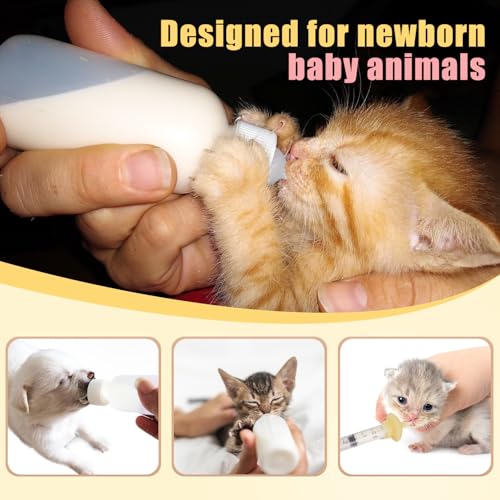 Mini Pet Feeding Bottle and Syringes with Nipples for Small Cat Dog Animals,Kittens, Puppies, Rabbits, Small Animals, Squirrel (Model 5) - size: model5