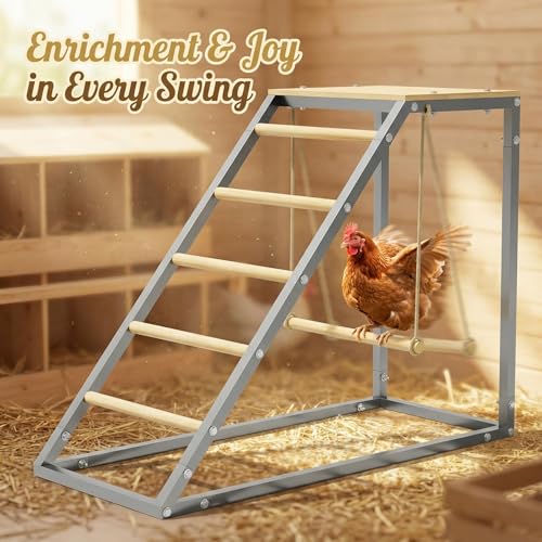 Chicken Roosting Bars, Chicken Perch with Swing, Backyard Poultry Farm, Chicken Coop Toys - Easy Installation & Cleaning, 37.6" l x 15.7" w x 27.5" h - size: 37.6"L x 15.7"W x 27.5"H