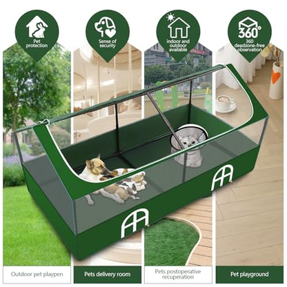 Small Animal Playpen,Rabbit Play Pen, Guinea Pig Cages for Indoor Outdoor,Portable Chicken Coop,Puppy Play Pen with Waterproof Floor for Guinea Pig,Chicken,Hamsters, Hedgehogs,Bunny, Green L - style: big