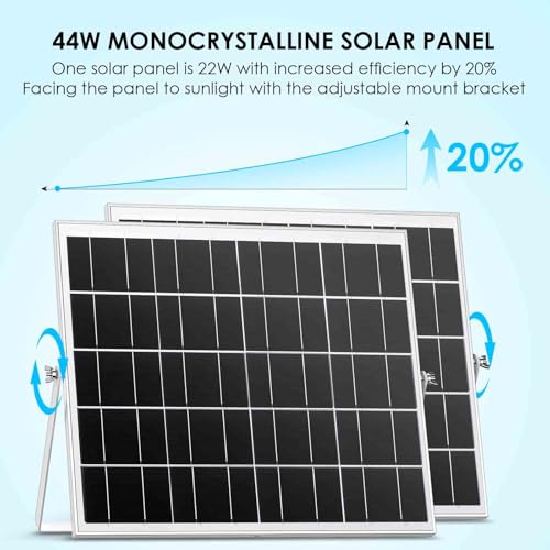 7 Inch 44W Solar Powered Two Fan Exhaust Vent Large Airflow for Outside Greenhouse Chicken Coop Shed Trailer, IPX7 Waterproof Brushless DC Motor 16.5 Ft On/Off Switch Cable