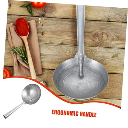 TOYANDONA Heavy Duty Iron Ladle for Farm Use Ergonomic Handle Water Scoop for Feeding Livestock and Grains Cooking Spoon with Polished Finish