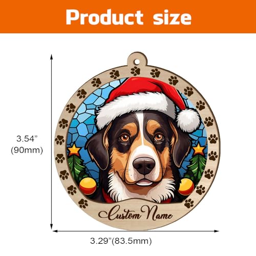 Personalized Appenzeller Sennenhund Ornament, Appenzeller Sennenhund Christmas Ornament, Custom Name Appenzeller Sennenhund Dog Suncatcher for Christmas Tree - color: Appenzeller Sennenhund