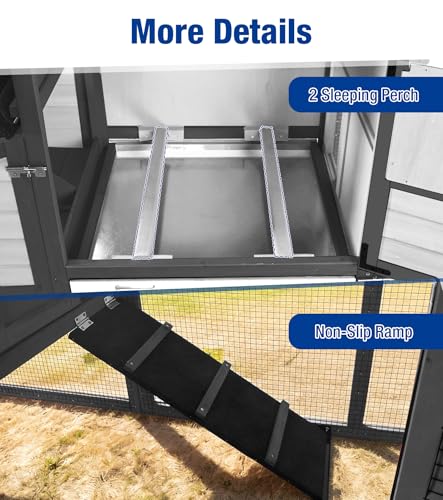 Chicken Coop with Run Mobile Large Chicken Coop with Wheels Duplex Chicken Cage with Slide-Out Tray Waterproof Roof Outdoor Backyard Hen House Black and White - color: Black and White