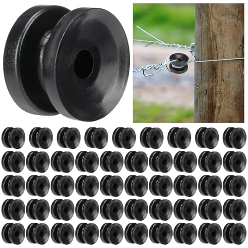 Pangda 50 Pcs Circular Ring Corner Post Electric Fence Insulators Donut Corner Polyrope Insulators for Electric Fence Wire (Black) - color: Black