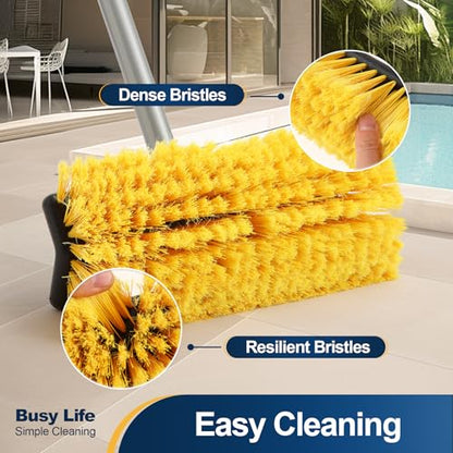 Yocada Deck Brush with 4-Section Extendable Handle Floor Scrub Brush Soft &Medium Bristles Non-Slip Grip for Outdoor Deck Patio Bathroom Garage Concrete Cleaning 54.3 Inch