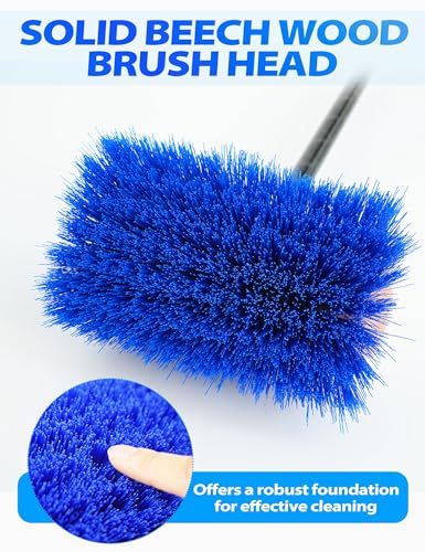 BLUEWING 4ft/6ft/8ft Heavy Duty Deck Brush with Carbon Fiber Long Handle and Soft/Medium/Hard Bristle Scrubbing Washing Outdoor Boat Cleaning Brushing Tools - color: Blue - Medium, size: 4ft