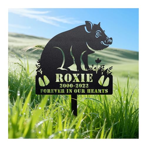 Startop Personalized Pig Memorial Plaque – Custom Metal Pet Grave Marker for Outdoor Garden & Yard, Pig Memorial Stone for Loss of Pet, Sympathy Gift for Pig Lovers Pig3 - color: pig03, size: Pig
