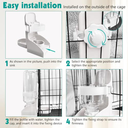 kathson 2PCS Rabbit Water Bottle, 17oz Hanging Water Fountain Automatic Dispenser No Leak WaterFeeder for Bunny Chinchilla Guinea Pig Hedgehog Ferret - size: 2PCS Water Dispenser, White