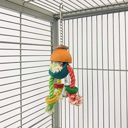 Crazy Legs- Natural Wood & Rope Dangling Interactive Treat Foraging Cage Accessory Toy - Sugar Gliders, Ferrets, Parrots, Squirrels, Marmosets, Degus, Hamsters, Rats & Other Small Pets… (1 Pack)