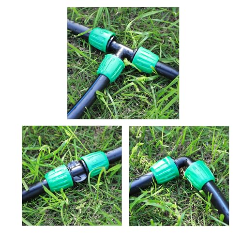 19 Pcs 1/2 Inch Drip Irrigation Fittings Kit (1/2" ID x0.6-0.63" OD) 1/2" Irrigation Tubing Connectors Barbed Locked Nuts Connectors Including 6 Tees, 6 Couplings, 4 Ends 2 Elbows,1 Switch Valves - size: 1/2 inch Fittings Kit