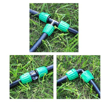 19 Pcs 1/2 Inch Drip Irrigation Fittings Kit (1/2" ID x0.6-0.63" OD) 1/2" Irrigation Tubing Connectors Barbed Locked Nuts Connectors Including 6 Tees, 6 Couplings, 4 Ends 2 Elbows,1 Switch Valves - size: 1/2 inch Fittings Kit