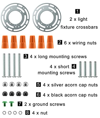 Qc 2 Pack Universal Light Fixture Mounting Bracket, 4 Inches Diameter Steel Crossbar Plate with Ground Screw for Mount Wall Light, Close to Ceiling Light, Chandelier Silver - size: Size-1