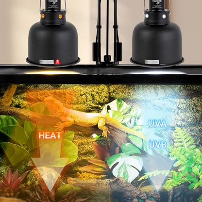WACOOL TERRA Reptile Light Fixture 2 Pack, 5.5 in Deep Dome Reptile Heat Lamp Fixture, Optical Reflection Terrarium Light Fixture for Reptile UVB UVA Heat Basking Bulbs - style: 5.5 inch-2pack
