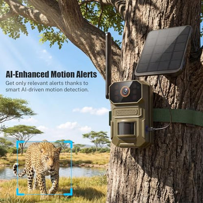 ClipBlur 4G LTE Cellular Trail Camera, Hunting Game Camera Wireless Outdoor | Solar-Powered, IR Night Vision, Motion Detection, IP66 Waterproof, SIM Card Included, 1080P, for Farms, Wildlife Monitoring