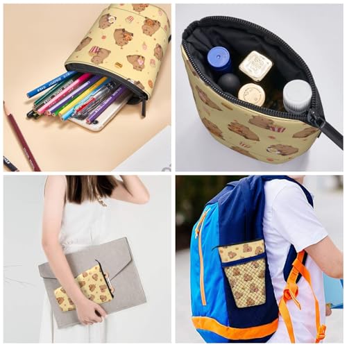 Yellow Cute Animals Kids Standing Pencil Case Girls Boys Telescopic Stationary Pouch with Zipper Large Capacity Stand up Pen Bag Portable Makeup Holder for Children School Students - color: Animals