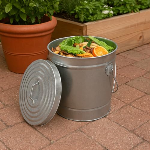 6-Gallon Galvanized Steel Locking Lid Storage Can – Heavy-Duty Metal Utility Bin for Tools, Feed, Trash & Pet Food – Rust-Resistant Outdoor Container