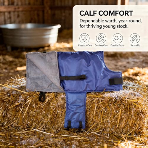 34.3 x 27.6 in Calf Saver Coat, Polyester Windproof Calfs Coat with Soft Lining, Abdomen Protection, Widened Design, Reflective Stripe Warm Calf Blanket