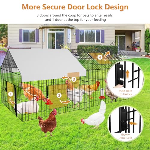 Metal Chicken Coop 87"×40" with Cover Chicken Run Pen for Yard Outdoor Large Portable Chicken Playpen Enclosure Rabbit Small Animal Dog Poultry Cat Cage Duck Coop Hen