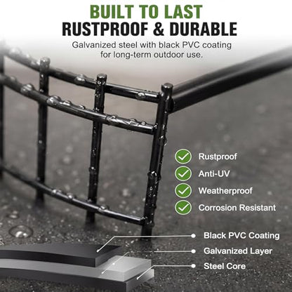 2 Roll 25 ft 50 ft in Total Black Metal Galvanized Welded Wire Fence Garden Animal Fencing Outdoor PVC Coated Wire Mesh for Yard Vegetable Plant Protection Poultry Netting for Chicken, Dog