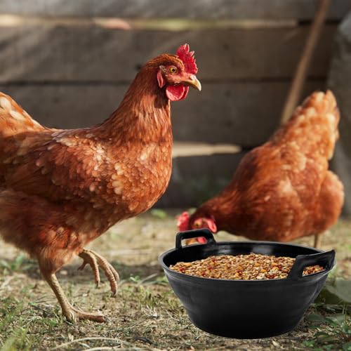 4Pcs Rubber Feed Pan, Horse Feed Bucket, Rubber Bowl Chicken Dust Bath Livestock Water Bowl for Pig Goat Chicken Dogs Farm Small Animal Garden DIY Building Farming