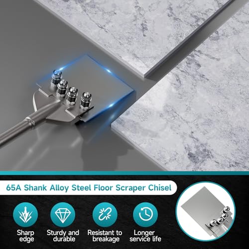 65A Shank 6 Inch Wide Floor Scraper Chisel Bit - 24" Long Alloy Steel Jack Hammer Drill Bit Blade Scraper, Spring-loaded Bolt Reinforcement, Removal Tools for Tile Thinset Hardwood Adhesive - style: 65A Shank (Spring-loaded Bolt Reinforcement)