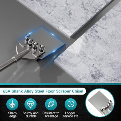 65A Shank 6 Inch Wide Floor Scraper Chisel Bit - 24" Long Alloy Steel Jack Hammer Drill Bit Blade Scraper, Spring-loaded Bolt Reinforcement, Removal Tools for Tile Thinset Hardwood Adhesive - style: 65A Shank (Spring-loaded Bolt Reinforcement)