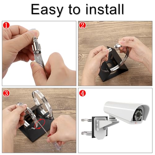 Sumnacon Camera Pole Mount Bracket,Stainless Steel Pole Mount Adapter Brackets with Loops,Camera Mount Bracket for Pole Post,Universal Pole Mount Brackets for CCTV Security Cameras Ptz Dome,Black - color: Black