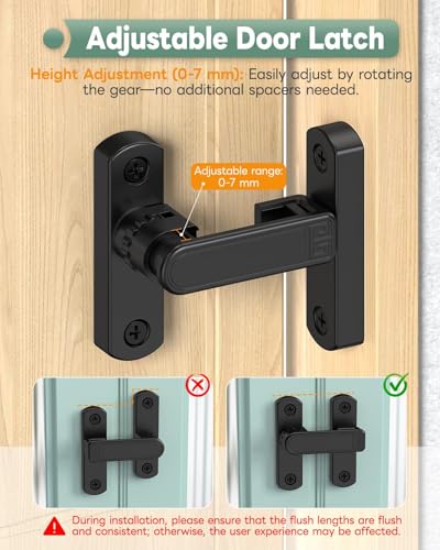 Adjustable Barn Door Locks, 90/180 Degree Sliding Door Latch, Protect Home Security Gate Latch for Bedroom, Barn, Cabinet, Garden, Fence (Black-2 Pcs) - color: Black-2 Pcs