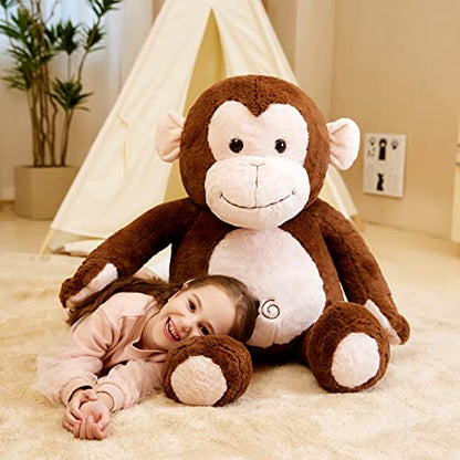 IKASA Giant Monkey Stuffed Animal Plush Toy,Large Big Jumbo Soft Toys,30" Huge Size Cute Fluffy Plushy Fat Oversized Plushie,Gifts for Kids Girls Boys - style: Monkey