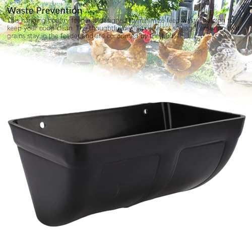 Hanging Poultry Feeder Large Capacity Space Saving Plastic Hanging Chicken Feeder Trough for Farm (Black) - color: Black