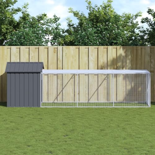 Chicken Cage Outdoor 159x46x48 in Anthracite Galvanized Heavy Duty Steel Coop Large Run for Backyard Poultry Hen House Garden Flock - size: 159.4 x 46.1 x 48.4 in (W x L x H)