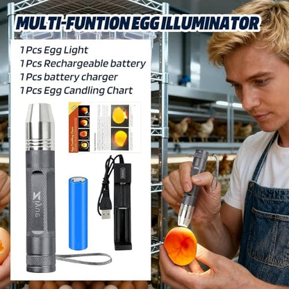 Egg Candlers for Chicken Eggs, 2026 New Egg Candling Light Tester Lamp Egg Checker Incubator for All Chickens Ducks Quail Dark Eggs 【Upgraded USB Charger】 (Grey) - color: Gray