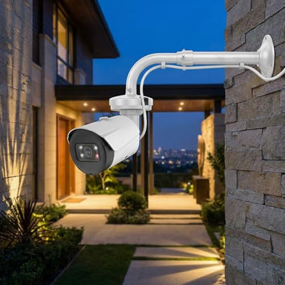 QWORK Universal Security Camera Mount Bracket, Adjustable J Type 15.7-23.6 inch Wall Mount for Dome CCTV/IP Cameras, Weatherproof Aluminum, Beige