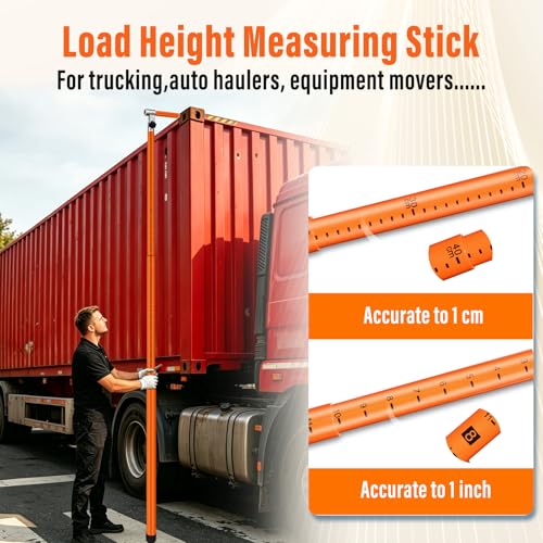 15FT Height Stick,Load Height Measuring Stick,Sturdy Fiberglass Truck Height Stick with Adjustable Pole,Non-Conductive Accurately Measures Stick with Carrying Bag,Retractable Height Stick for Trucks - size: 15FT