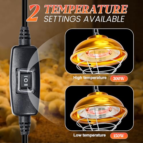 Chicken Heat Lamp Chick Brooder Chickens Coop Heater Heating Lamp for Outdoor & Indoor 300W Heater for Dog Rabbit Duck Chicken Piglet Goat (300W)