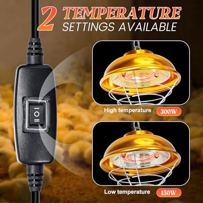 Chicken Heat Lamp Chick Brooder Chickens Coop Heater Heating Lamp for Outdoor & Indoor 300W Heater for Dog Rabbit Duck Chicken Piglet Goat (300W)