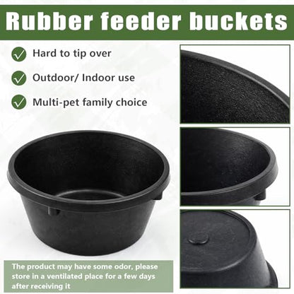 Sadnyy 2 Pcs Rubber Feed Pan Utility Horse Feed Bucket Rubber Bowl Chicken Dust Bath Container Horse Feeder for Goats Livestock Animal Feeding Cats Dogs Pigs (1.06 Quart/ 0.26 Gallon) - size: 1.06 Quart/ 0.26 Gallon