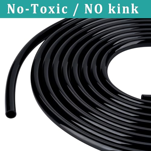 3/8" id - 10ft Black Vinyl Tubing Flexible PVC Tube Hybrid Hose Transfer Water Fuel Gas for Pond Fountain Garden Waterfall, Durable and Safe, with 2 Hose Clamps - size: 3/8" ID, style: 10 Feet