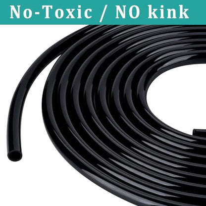 3/4" id - 10ft Black Vinyl Tubing Flexible PVC Tube Hybrid Hose Transfer Water Fuel Gas for Pond Fountain Garden Waterfall, Durable and Safe, with 2 Hose Clamps - size: 3/4" ID, style: 10 Feet