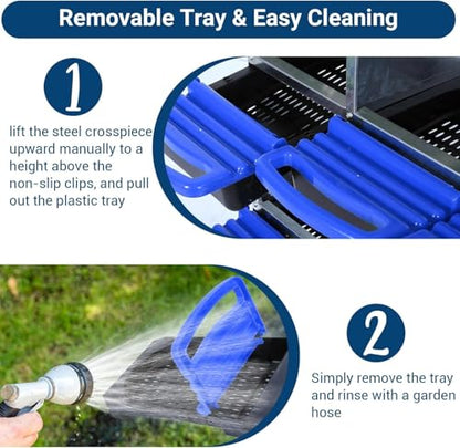 Chicken Nesting Box, 8 Hole 2 Layer Hen Nest Boxes with Legs, Roll-Away Egg Collection System with Ventilation Holes，Rustproof Plastic Tray & Keyhole Mounting, Chicken Laying Box - color: Blue, size: 8 holes with legs