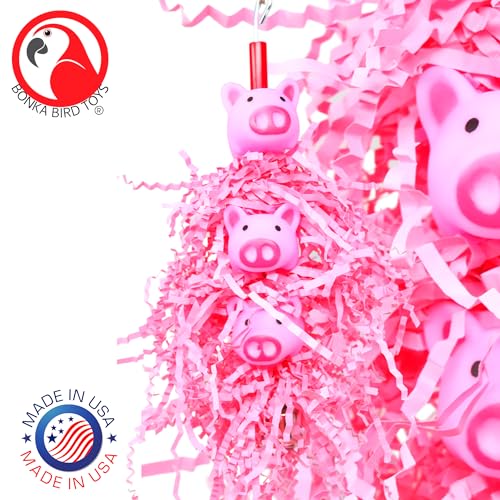 Bonka Bird Toys 2959 Three Little Pigs 9" x 3.50", Parrot, Chew Preen Cage Toy, Conure, Cockatiel, Parakeet, and Similar