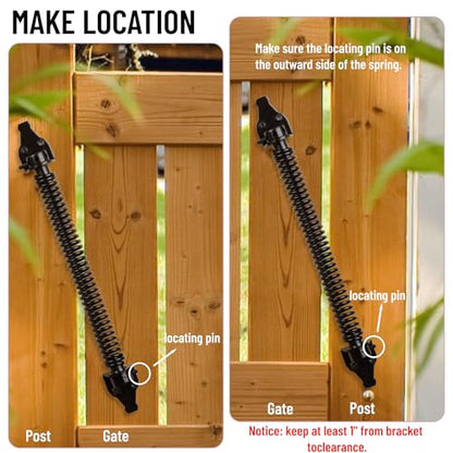 14" Gate Spring Self Closing Heavy Duty Outdoor Door Spring Automatic Fence Gate Closure Hardware Spring Loaded Gate Latch with Adjustable Tool for Wooden and Vinyl Fence, Black (2 Pack) - size: 14 Inch
