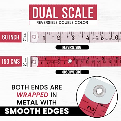 Pack of 2 Fabric Tape Measure, Measuring Tape for Body |Soft Measuring Tape for Sewing Cloth & Weight Loss Medical Body Measurement Nursing Craft 60 inch,150 cm - color: Pink