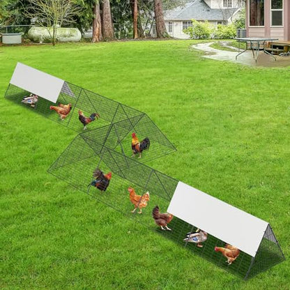 Large Metal Chicken Tunnel, Portable Chicken Run Coop with Waterproof & Anti-UV Cover, Outdoor Predator Protection Poultry House for Yard Backyard Farm, Hens Ducks Rabbits - size: 40.9"L x 29.7"W x 3.7"H