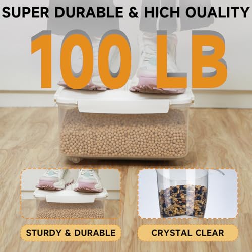 LivLab Mker 10 lbs Cereal Containers Storage - Airtight Flour Storage Container with Lids & 10 lbs Rice Dispenser, BPA Free Pantry Containers for Sugar and Cereal, White - color: 5KG-A