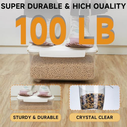 LivLab Mker 10 lbs Cereal Containers Storage - Airtight Flour Storage Container with Lids & 10 lbs Rice Dispenser, BPA Free Pantry Containers for Sugar and Cereal, White - color: 5KG-A