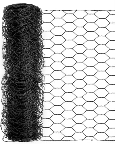 Vensovo Black PVC Coated Chicken Wire, 48in x 50ft Poultry Netting Roll, 1 inch Hex Mesh Garden Fence for Chicken Coop, Rabbit Pen, Yard - size: 48 inchx50 Ft