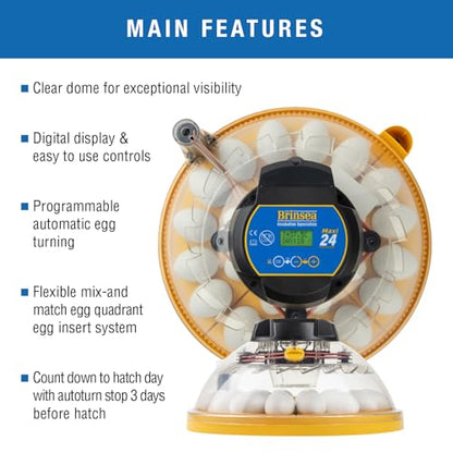 Brinsea Maxi 24 Advance Egg Incubator with Automatic Egg Turning and Temperature Control for Hatching 24 Chicken, Duck, or Other Eggs,- Optimal Flexibility with Mix & Match Sizes - size: 24 Eggs