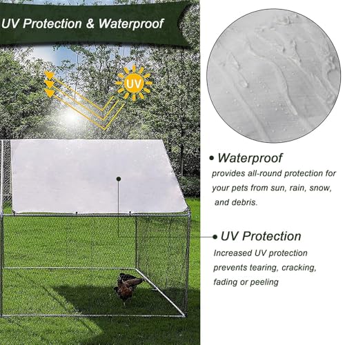 Garvee Large Metal Chicken Coop,Walk-in Poultry Cage,Outdoor Hen Run House with Waterproof and Anti-Ultraviolet Cover Rabbits Habitat Cage for Outdoor - size: 19.6"L x 9.8"W x 6.4"H