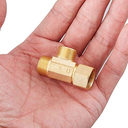 Litorange Lead-Free 1 PCS Brass Angle Stop Add-A-Tee Valve 3/8" Female by 3/8 Inch by 3/8-Inch Male T Extender Water Compression Easy Connect Tee (Pack of 1) - size: 3/8" Add-A-Tee Brass